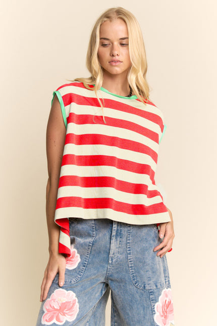 Amandine Top — Red Cream front