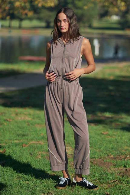 Marlowe Jumpsuit — Washed Brown front