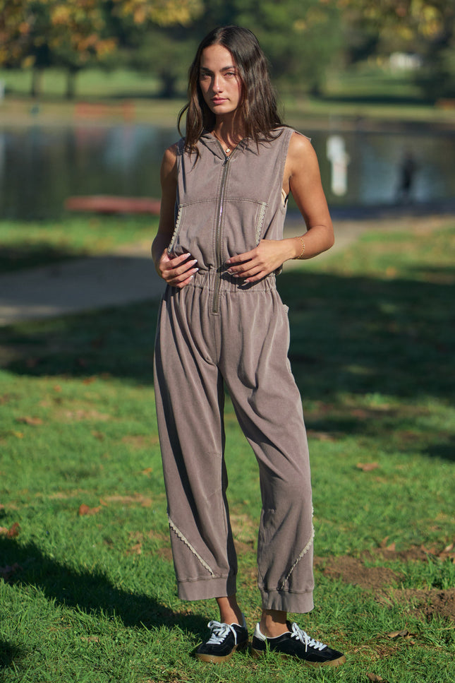 Marlowe Jumpsuit — Washed Brown front
