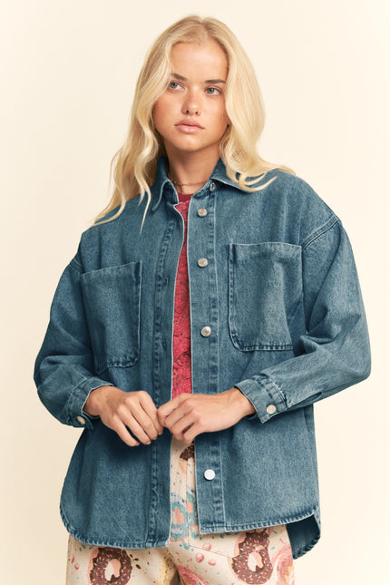 Orrivelle Jacket — Teal Denim front