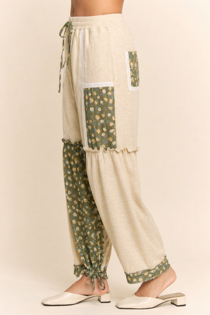 Bellflower Pants — Taupe Olive Multi side