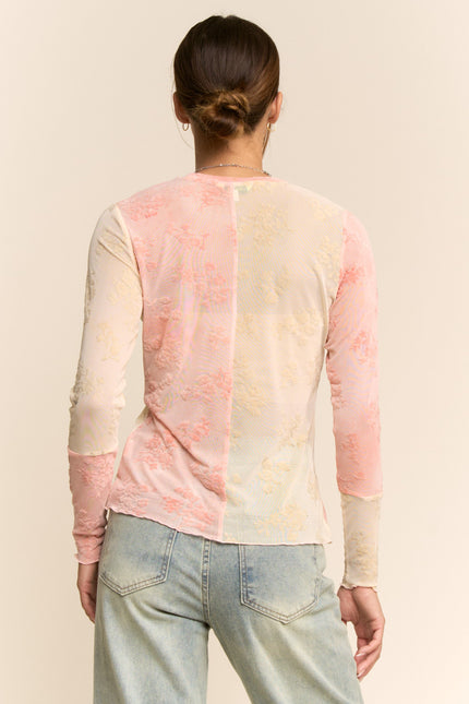 Novella Mesh Top — Peach Cream back