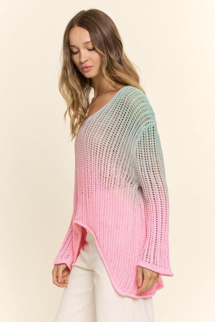 Elarune Sweater — Green/Pink side