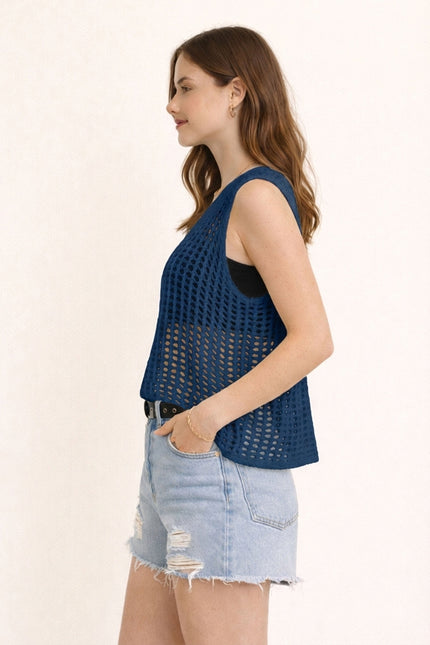 Mina Vest — Teal Blue side