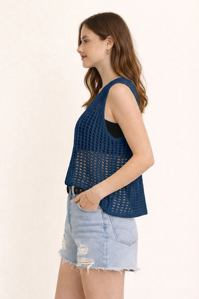 Mina Vest — Teal Blue side