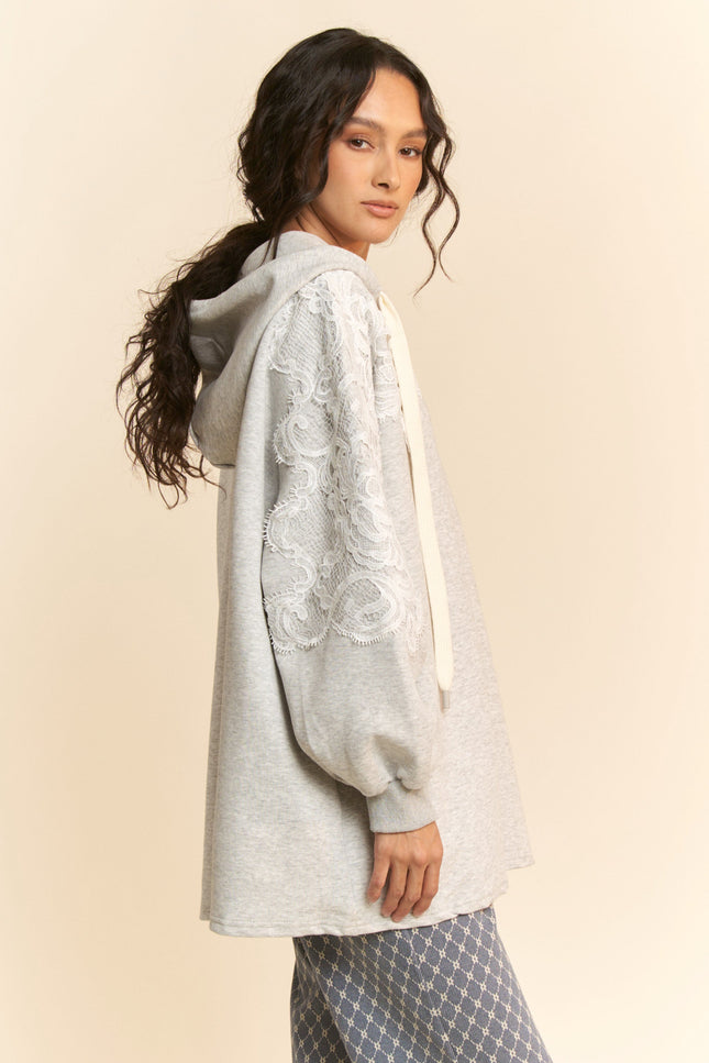 Lila Hoodie — Heather Grey side
