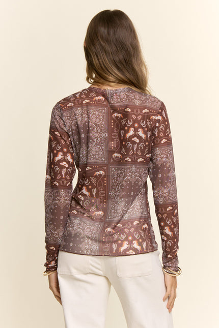Cavessa Mesh Top — Mocha Brown back