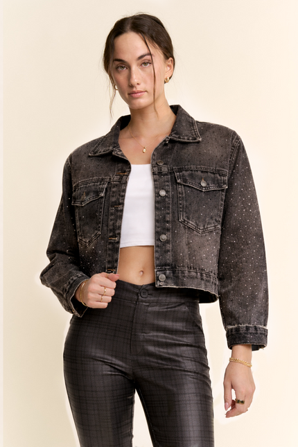 Velisca Jacket — Black Denim front