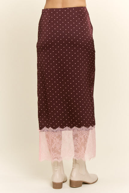Velatine Skirt — Burgundy/Pink Dots back
