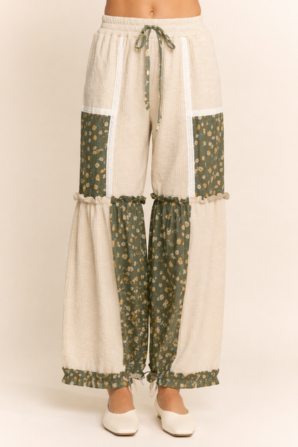 Bellflower Pants — Taupe Olive Multi front