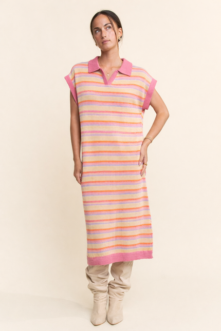 Ondine Dress — Coral Multi front