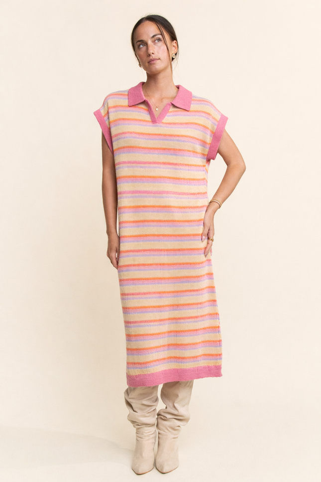 Ondine Dress — Coral Multi front