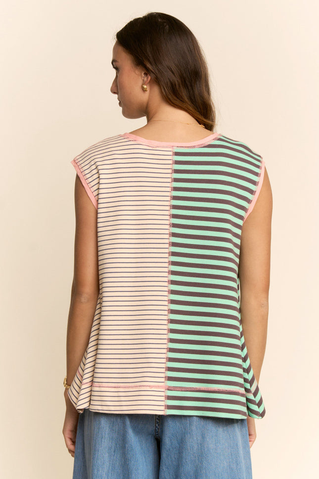 Virelai Top — Mint Brown Beige back