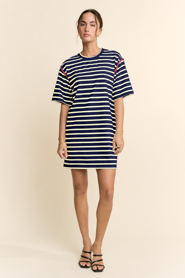 Rivage Dress — Navy Cream front