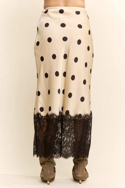 Veloria Skirt — Taupe Black Dots back