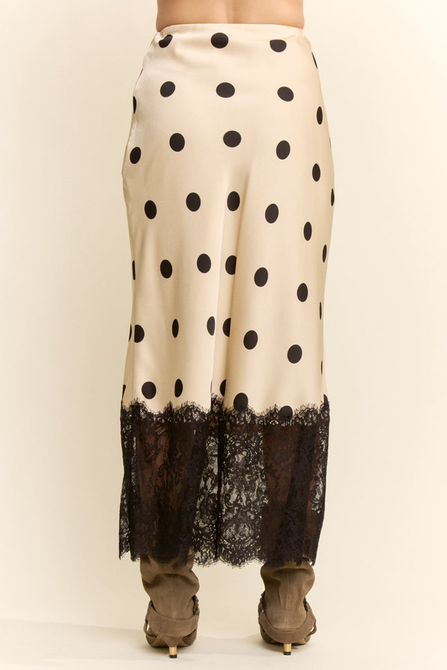 Veloria Skirt — Taupe Black Dots back