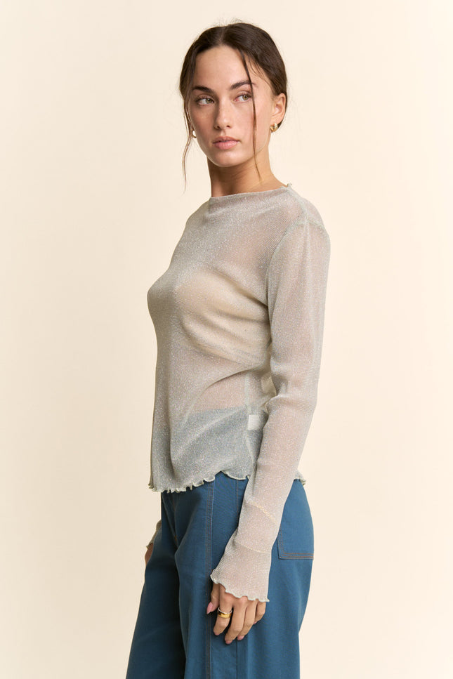 Stellar Mesh Top — Mint Blue side