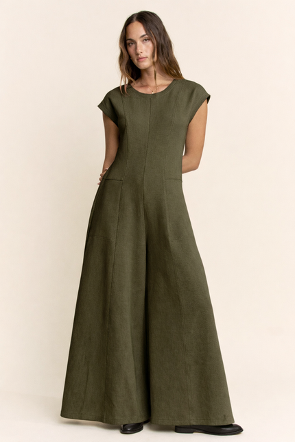 Avora Jumpsuit — Olive front