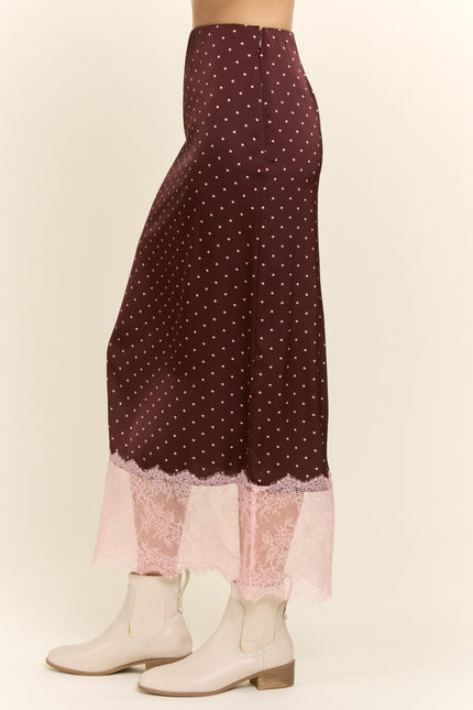 Velatine Skirt — Burgundy/Pink Dots side