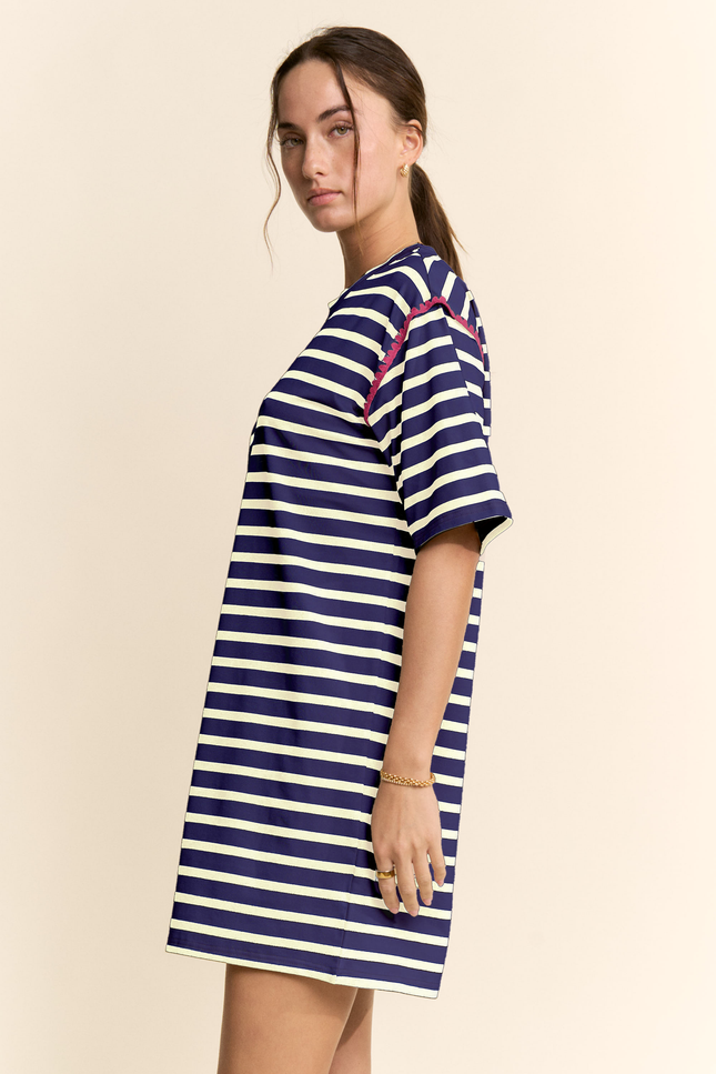 Rivage Dress — Navy Cream side