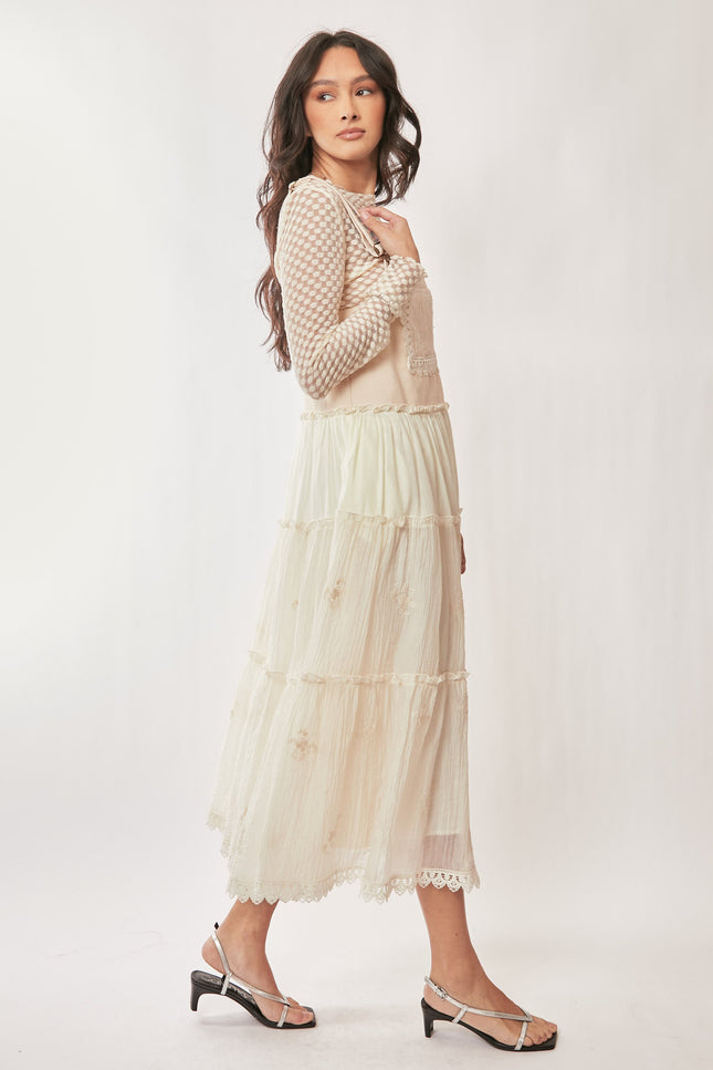Evangeline Dress — Cream side