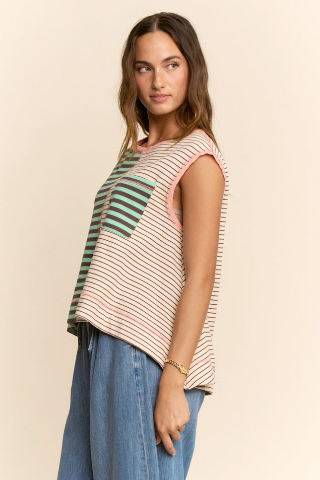 Virelai Top — Mint Brown Beige side