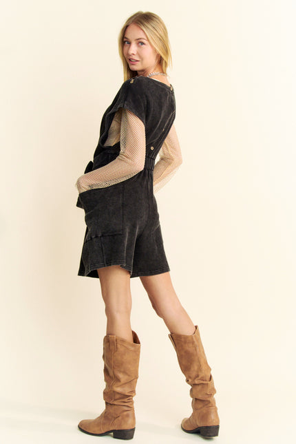 Tavelle Romper — Charcoal back