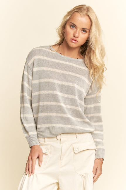 Calmyra Sweater — Grey/White front