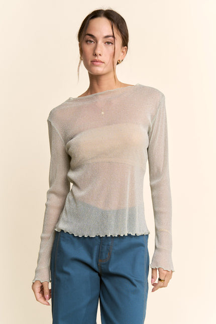 Stellar Mesh Top — Mint Blue front