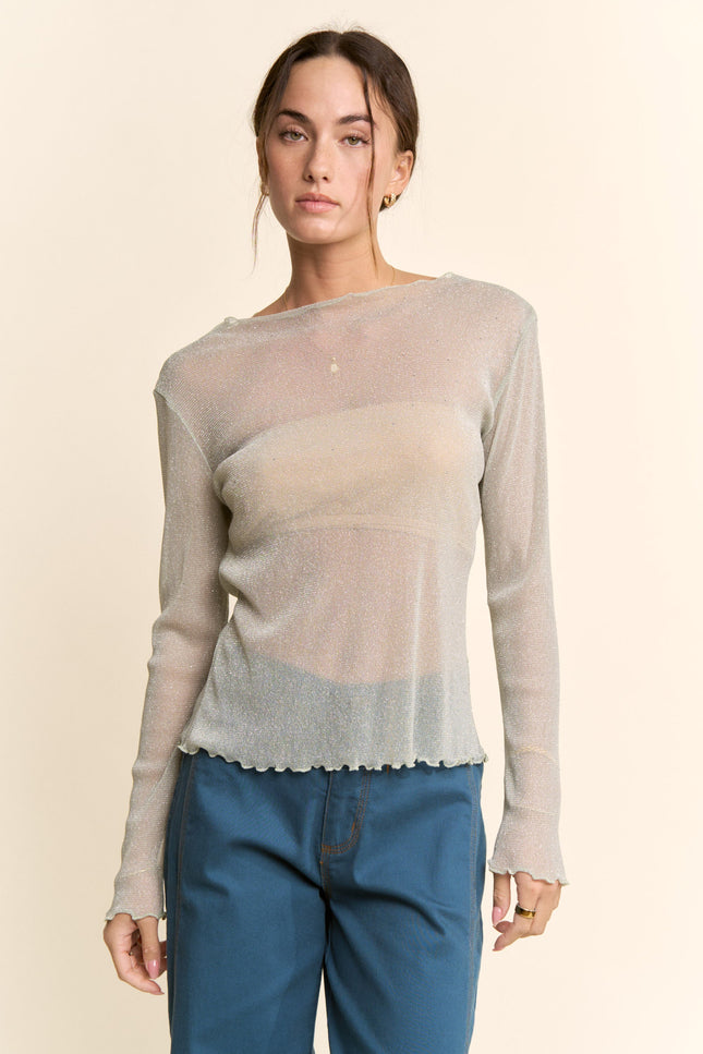 Stellar Mesh Top — Mint Blue front