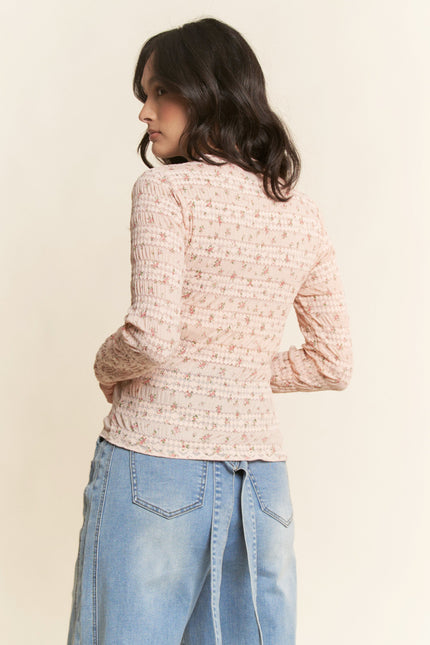 Elise Mesh Top — Peach back