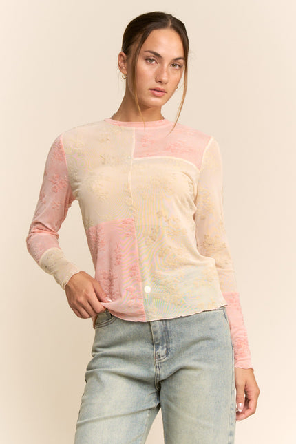 Novella Mesh Top — Peach Cream front