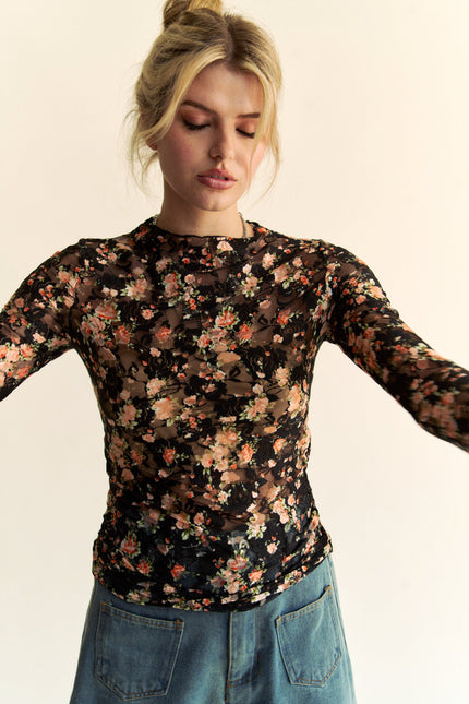 Florane Top — Black/Orange front