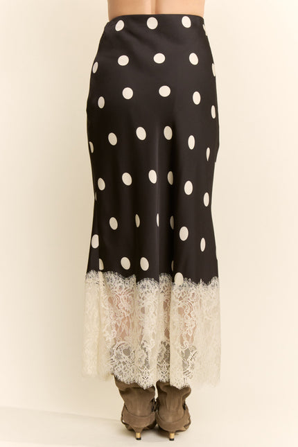Veloria Skirt — Black White Dots back