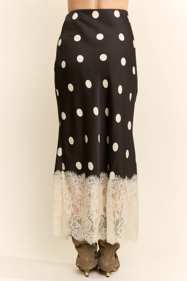 Veloria Skirt — Black White Dots back