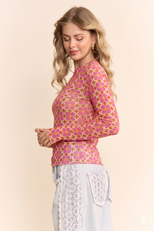 Parterre Mesh Top — Orange Multi side