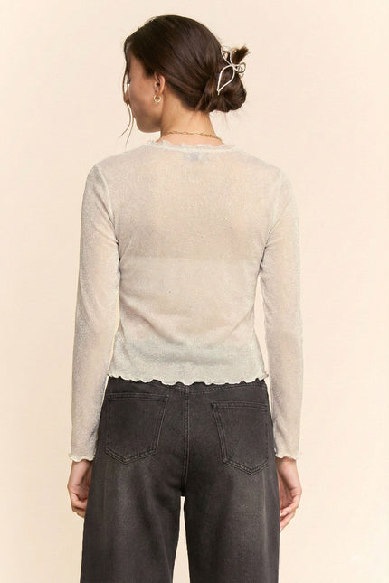 Stellar Mesh Top — Cream back