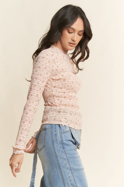 Elise Mesh Top — Peach side
