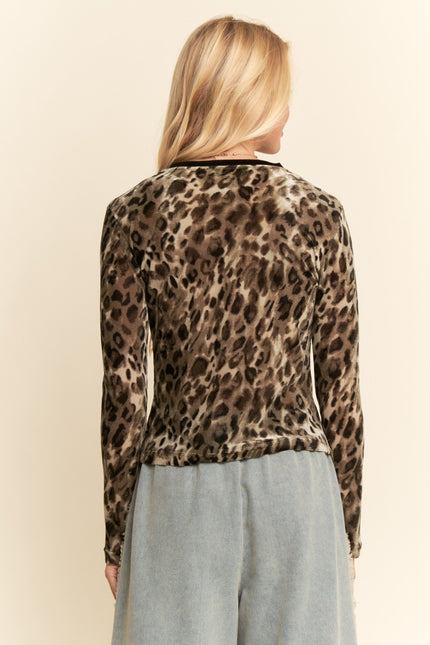 Vellum Top — Olive Leopard back