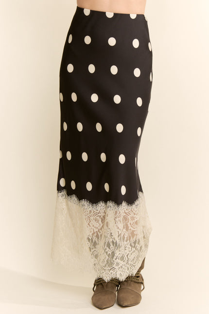 Veloria Skirt — Black White Dots front