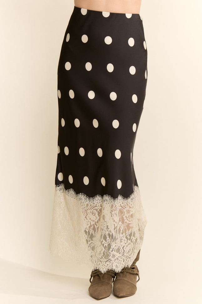 Veloria Skirt — Black White Dots front