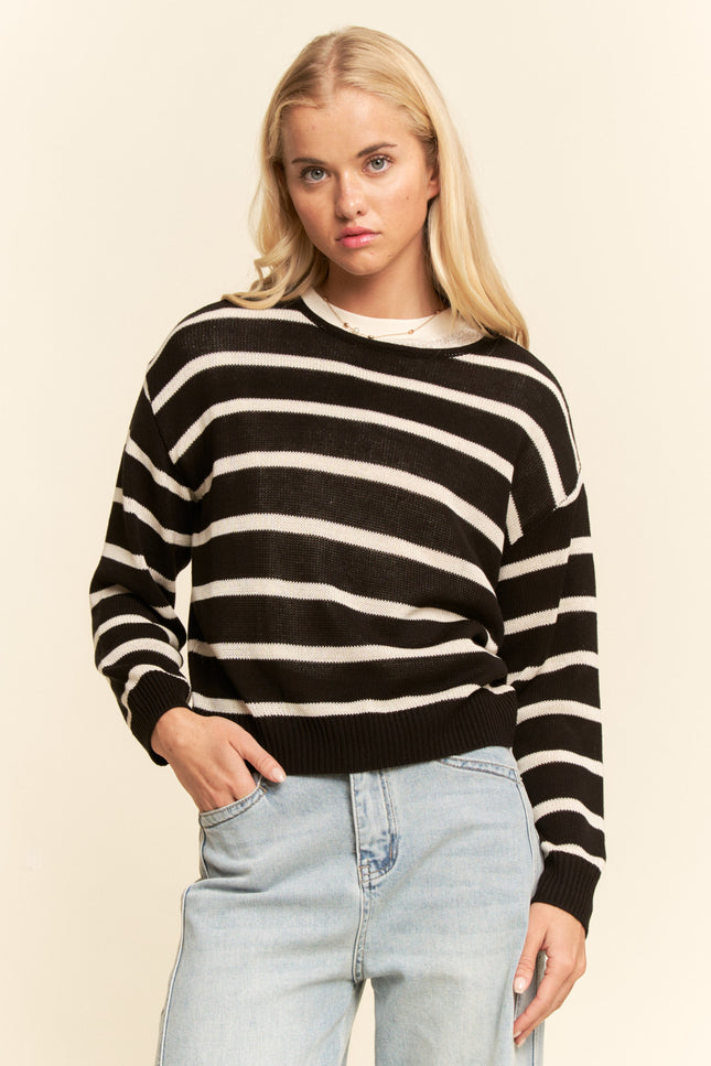 Calmyra Sweater — Black/White front