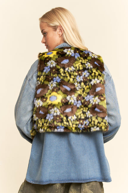 Hollin Vest — Brown Floral back