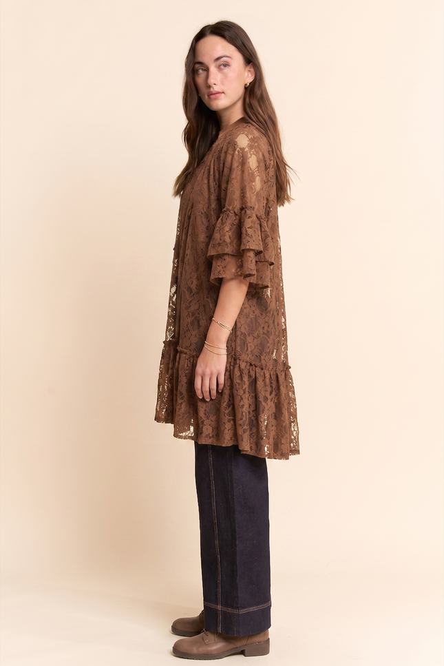 Aurelia Mesh Dress — Mocha Brown side