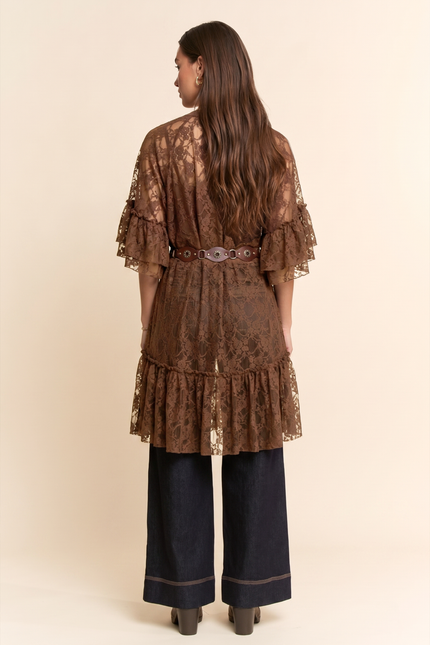 Aurelia Mesh Dress — Mocha Brown back