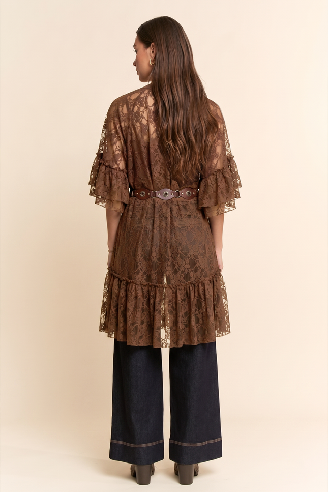 Aurelia Mesh Dress — Mocha Brown back