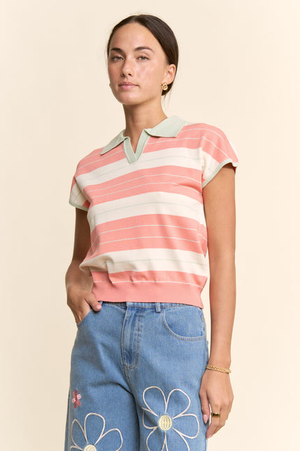 Riviera Sweater — Salmon Pink front