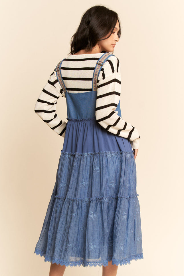 Evangeline Dress — Denim Blue back