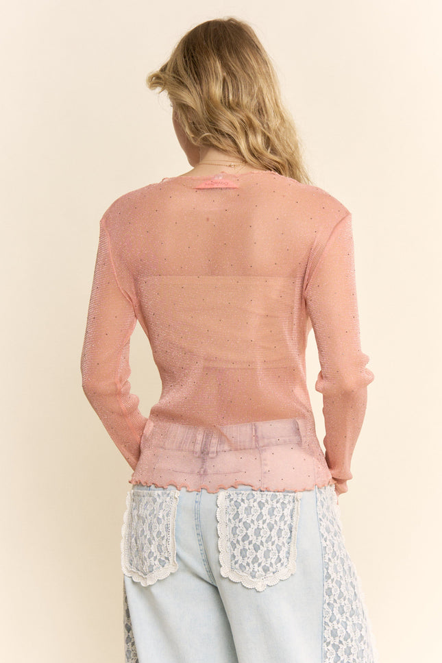 Stellar Mesh Top — Blush back