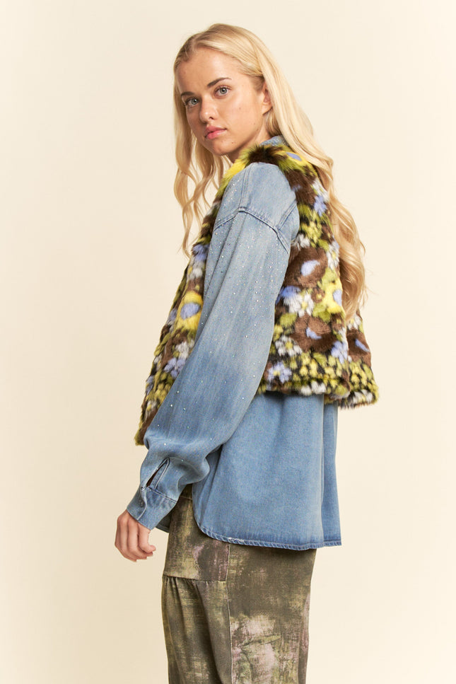 Hollin Vest — Brown Floral side